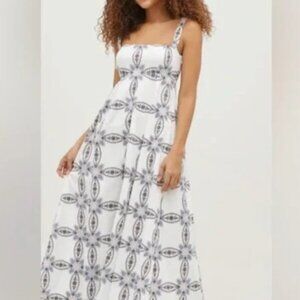 Hill House White and Black Midi Dress
